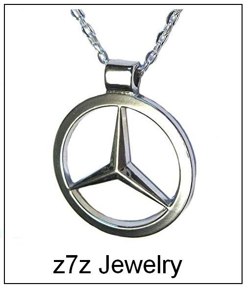 MERCEDES BENZ Genuine Emblem Necklace – 1 1/4″ Chrome Pendant – 24″ Chain
