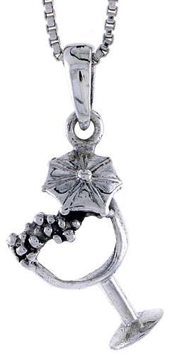 Sterling Silver Margarita Glass Pendant 1/2 inch tall