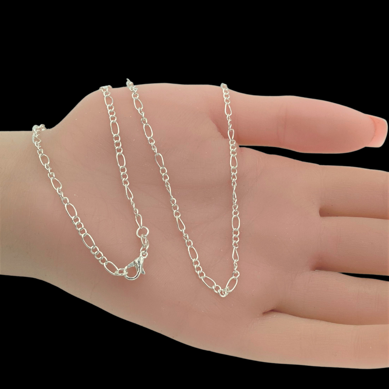 Italian 2mm Figaro Style Chain Necklace Sterling Silver