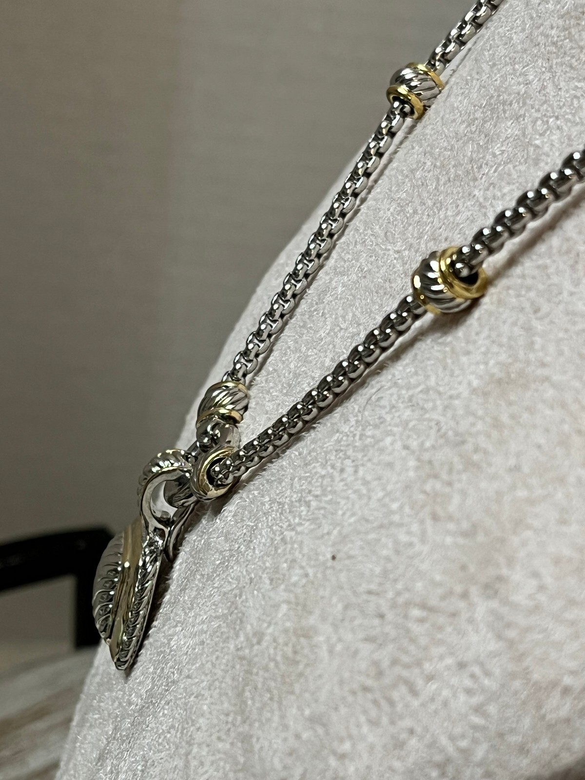 Two-Tone Silver and Gold Tone Necklace with Matching Earrings Set