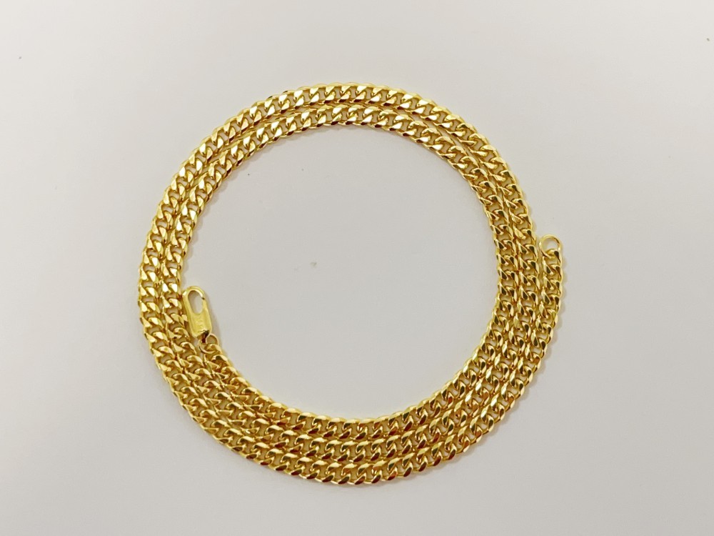 Solid 18K Yellow Gold 4mm Cuban Curb Chain Necklace 22″Italian Made Mens Jewelry