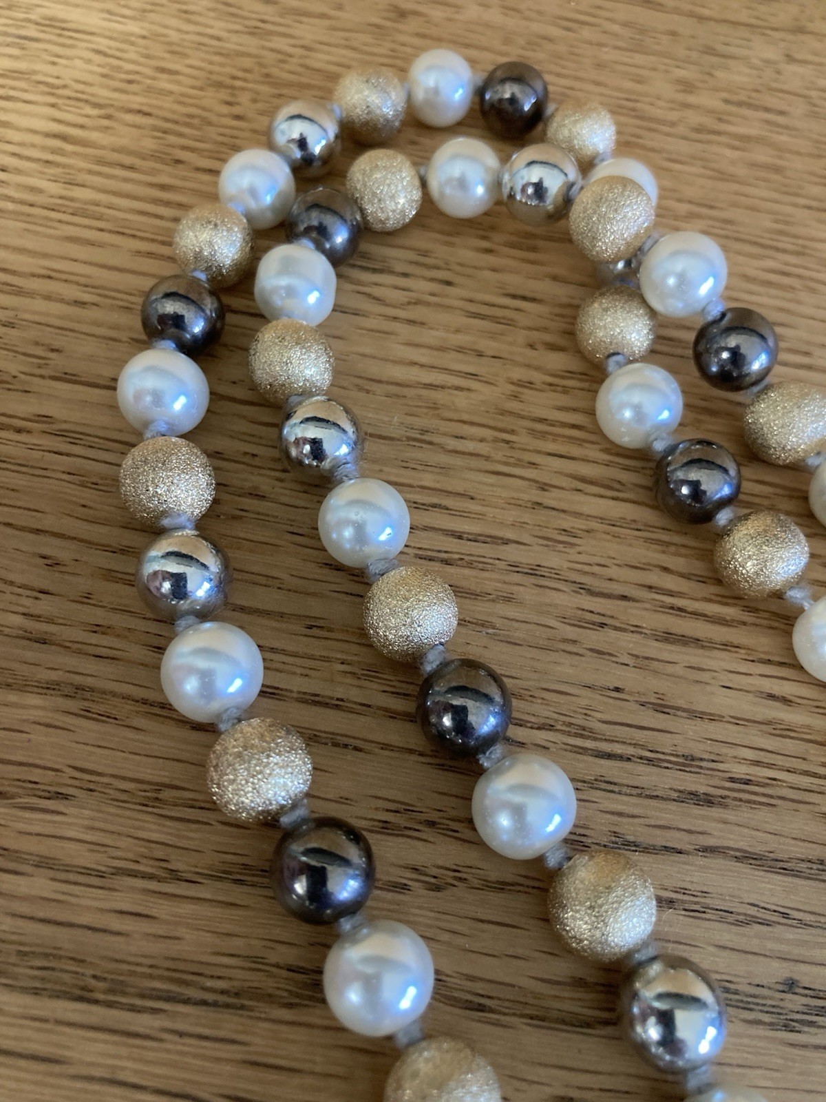 Vintage Genuine Pearls Crystal Beads Knotted Double Strands Necklace $300 New