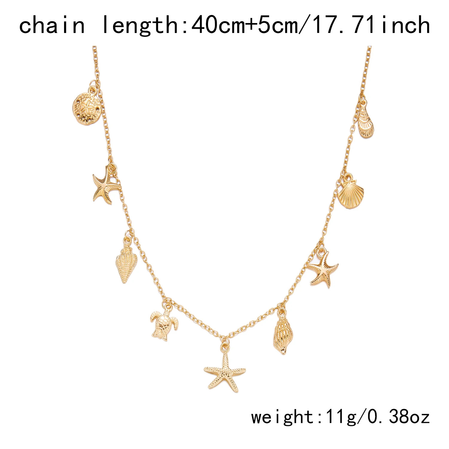 Fashion Gold Color Starfish Conch Turtle Pendant Necklace for Women Handmade She