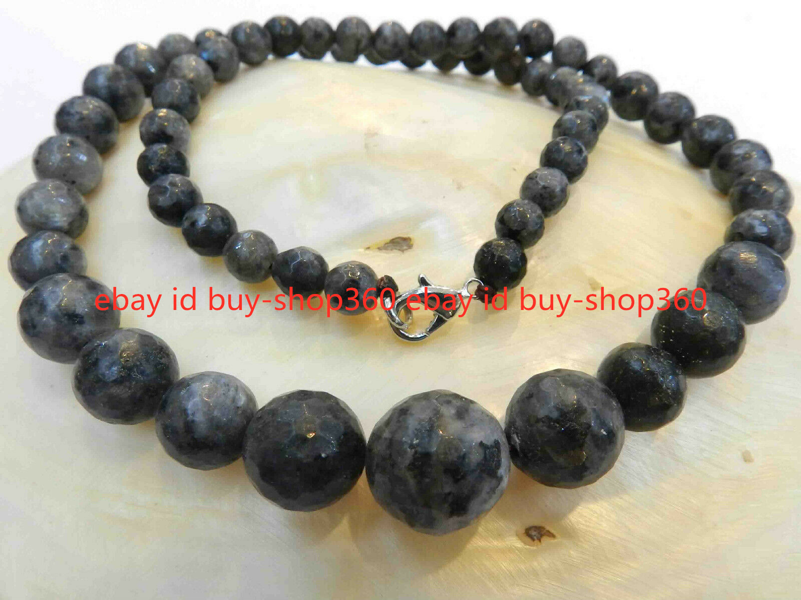 Faceted 6-14mm Natural Labradorite Gemstone Beads Necklace 18″
