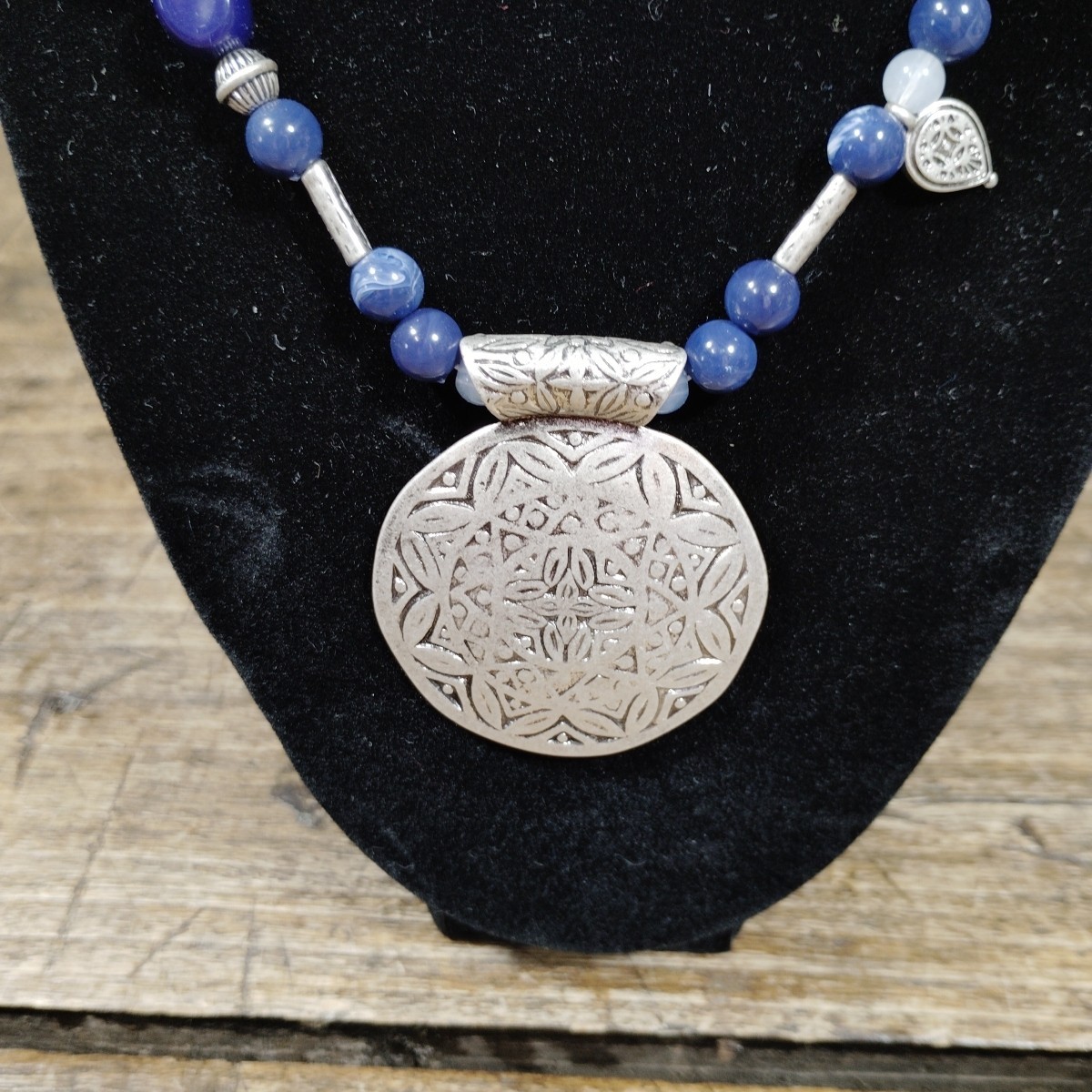 Two Chico’s Necklaces Beads Silver Tone Pendant Adjustable Engraved