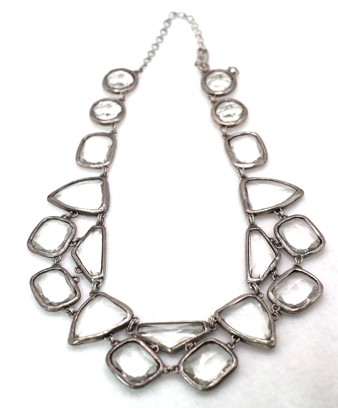 Victoria Tane Glass Geometric Various Shapes Silver Chain Modern Necklace
