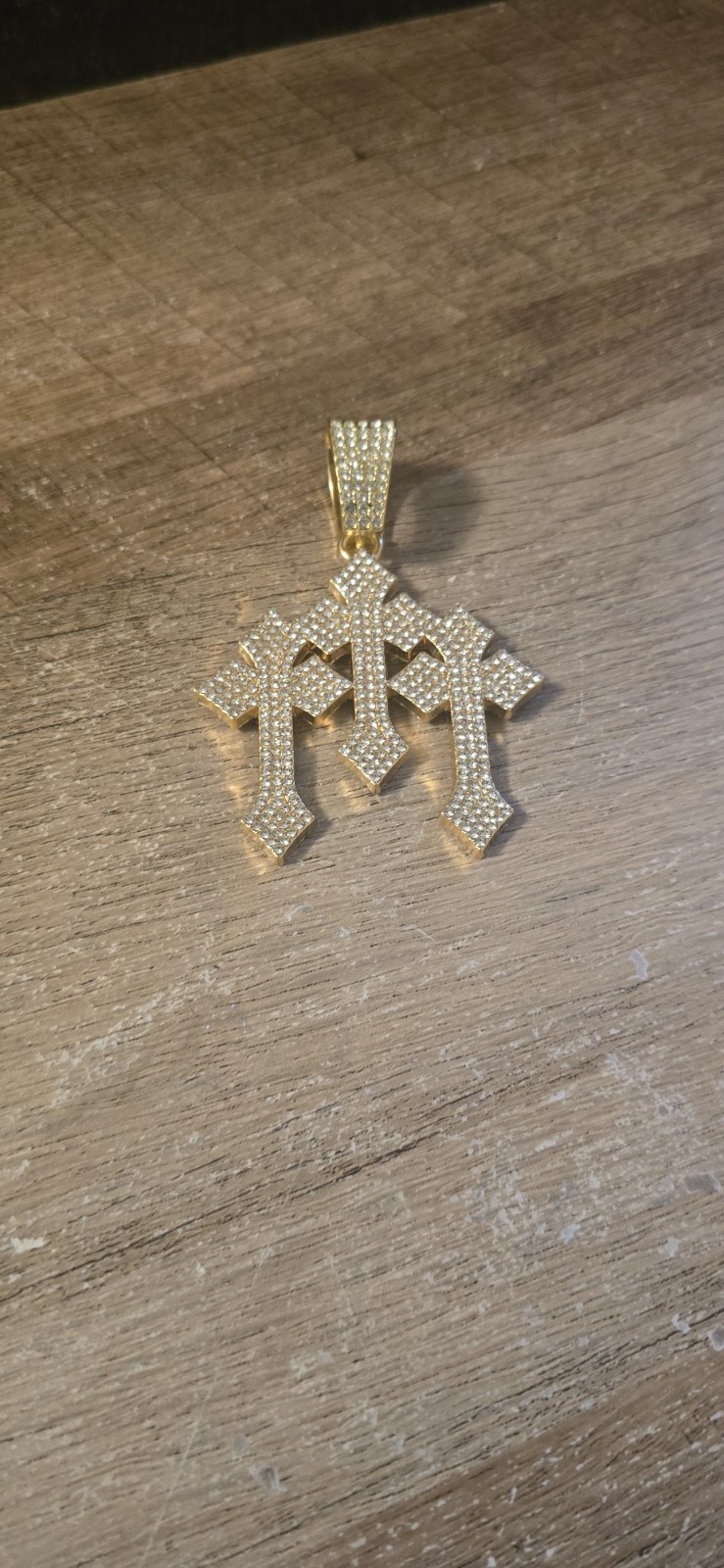 Gold Triple Cross Cz Cross Pendant Hip Hop – Religious