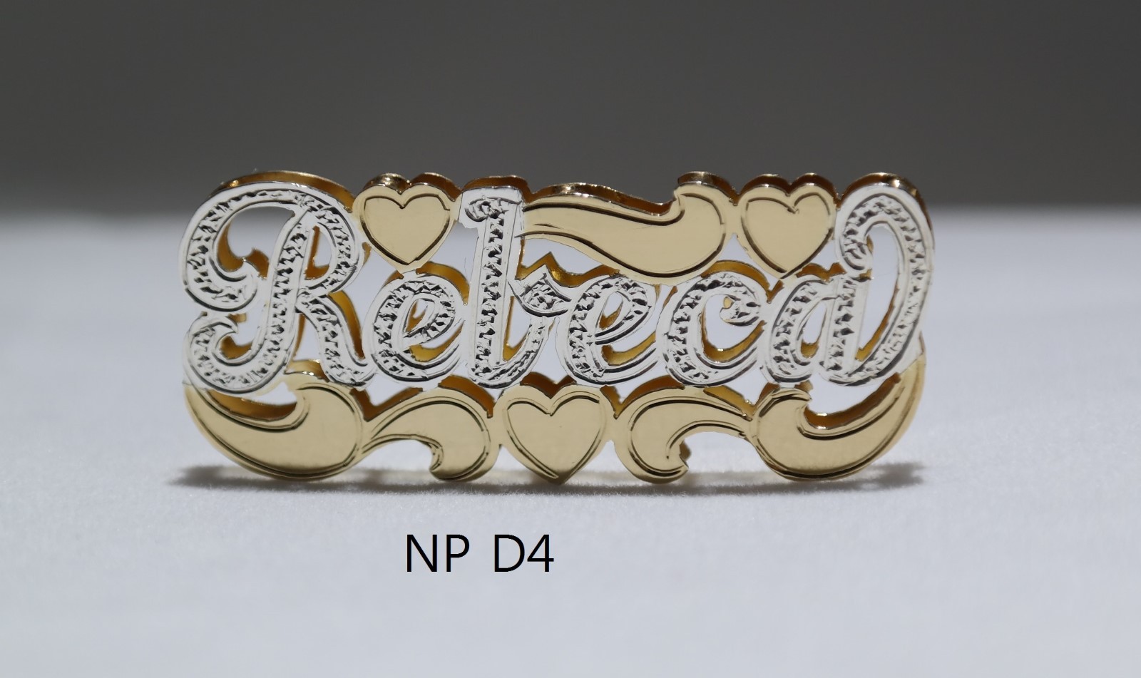 PERSONALIZED DOUBLE NAME PLATE (10k,14k,Silver gold overlay)