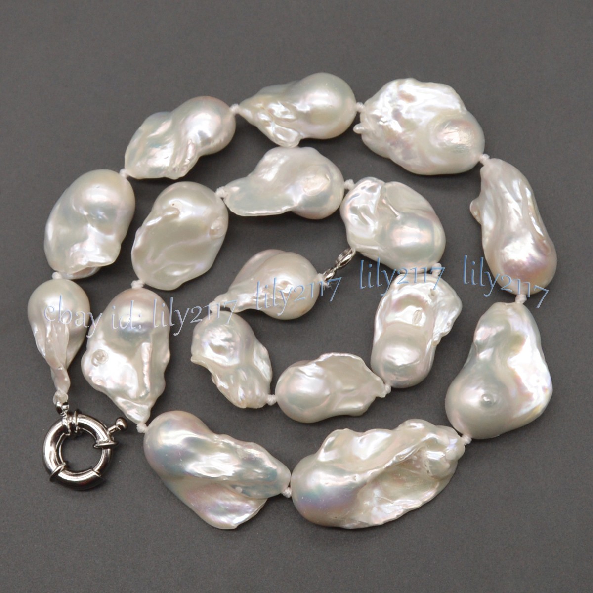 15-23MM Natural White South Sea Baroque Keshi Pearl Necklace Bracelet Earring