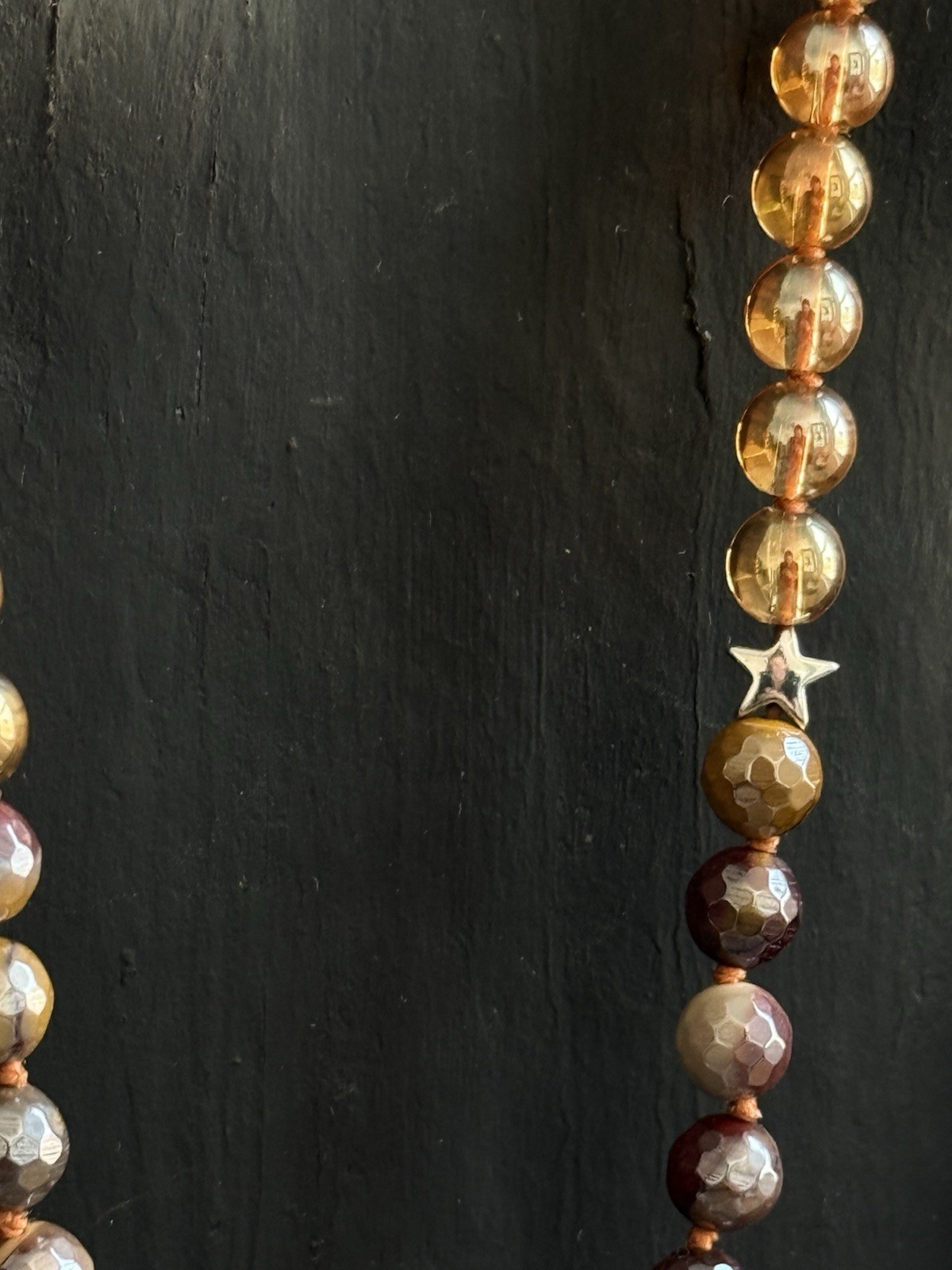 Clear quartz mookaite Jasper citrine Smokey quartz beaded mala necklace pendant
