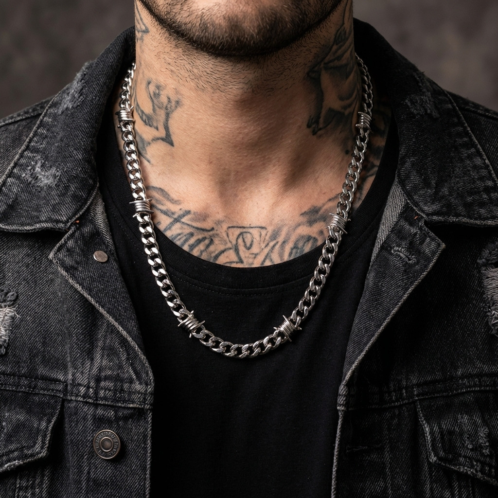 Barbed Wire Cuban Necklace