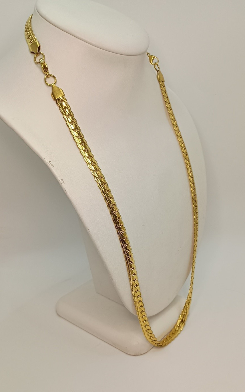Miami Cuban Link Necklace Bracelet Combo 27″ Gold Tone 1/4″ Wide Diamond Cut