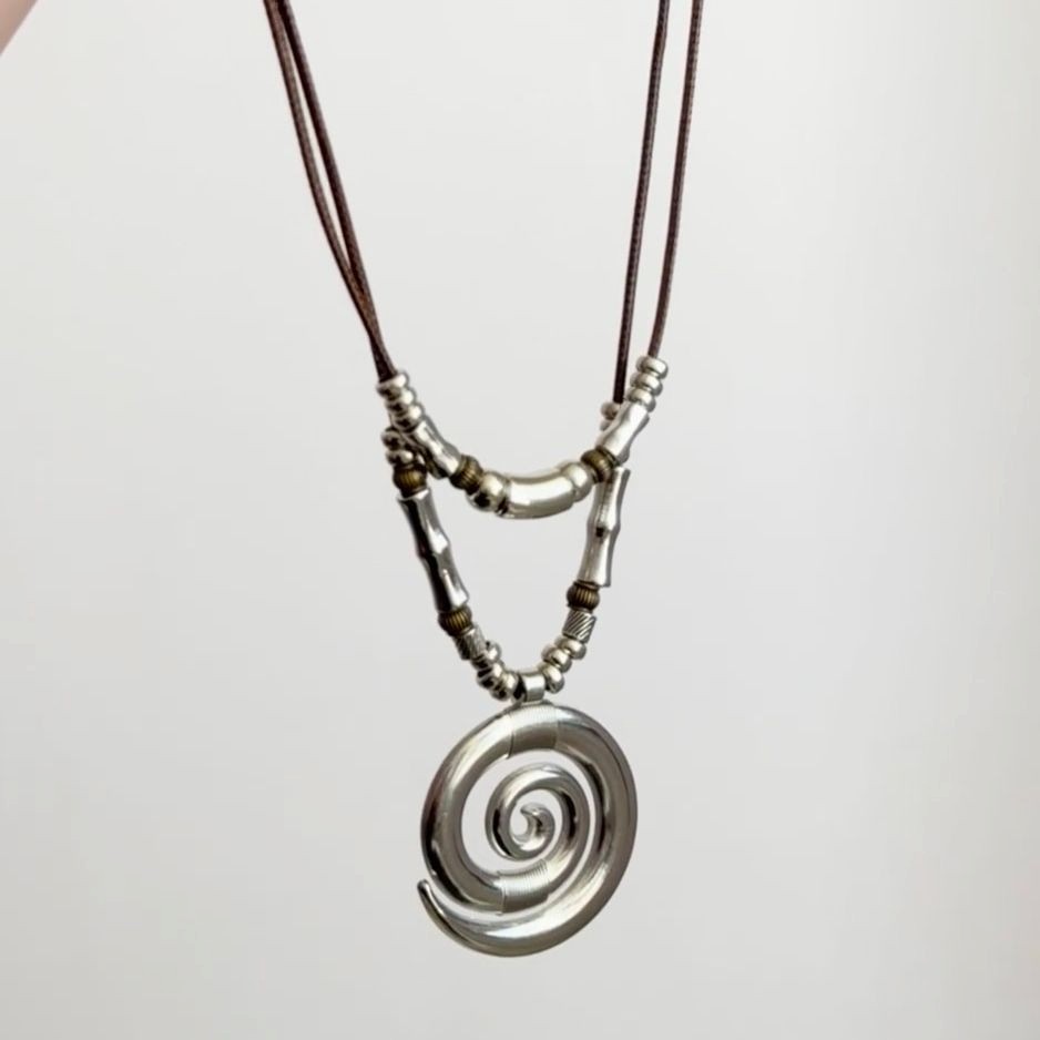 New ethnic style necklace with bohemian spiral pendant clavicle chain