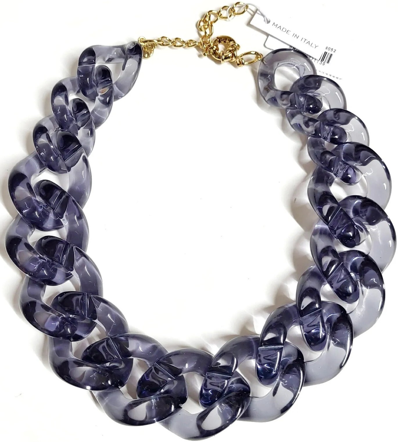 J.Crew Chunky Acetate Link Necklace Pale Graphite Plated Brass BK900 NWT
