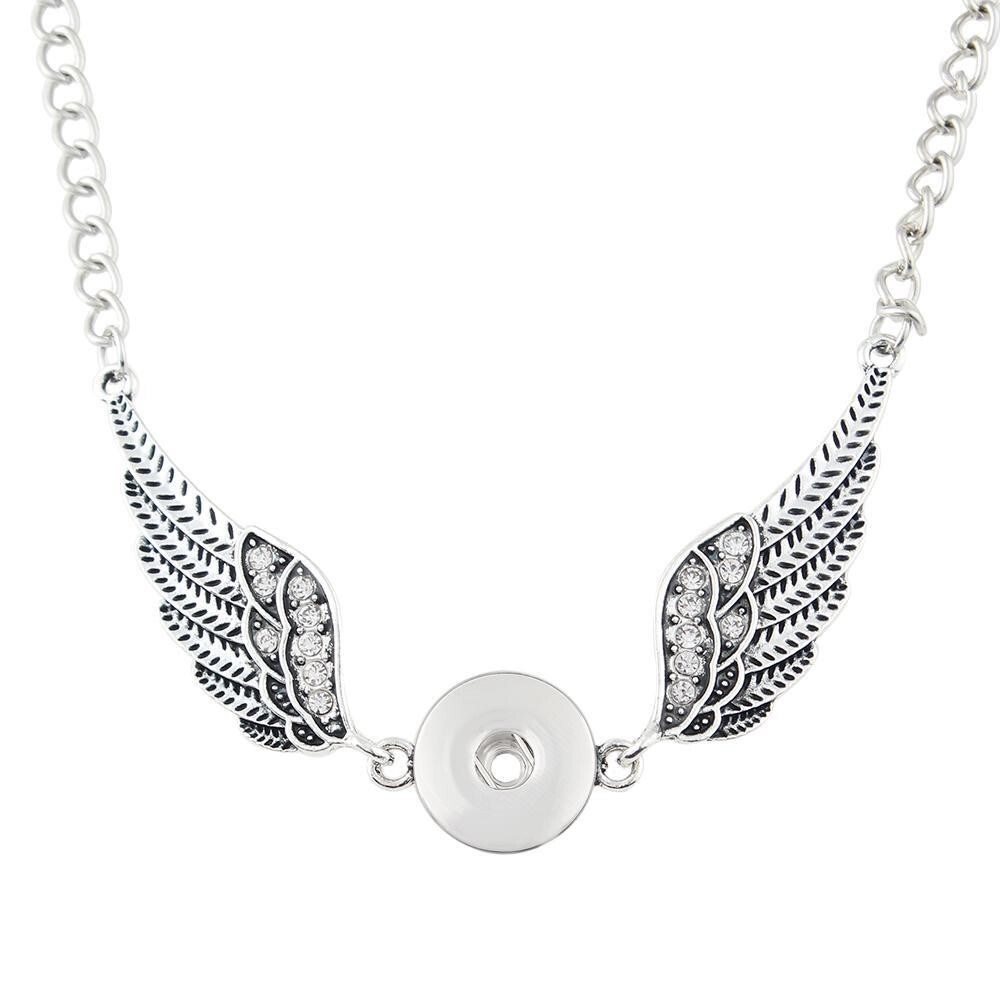 Snap Jewelry Necklace Angel Wing Rhinestone fits 18-20mm Ginger Style Charm 24″
