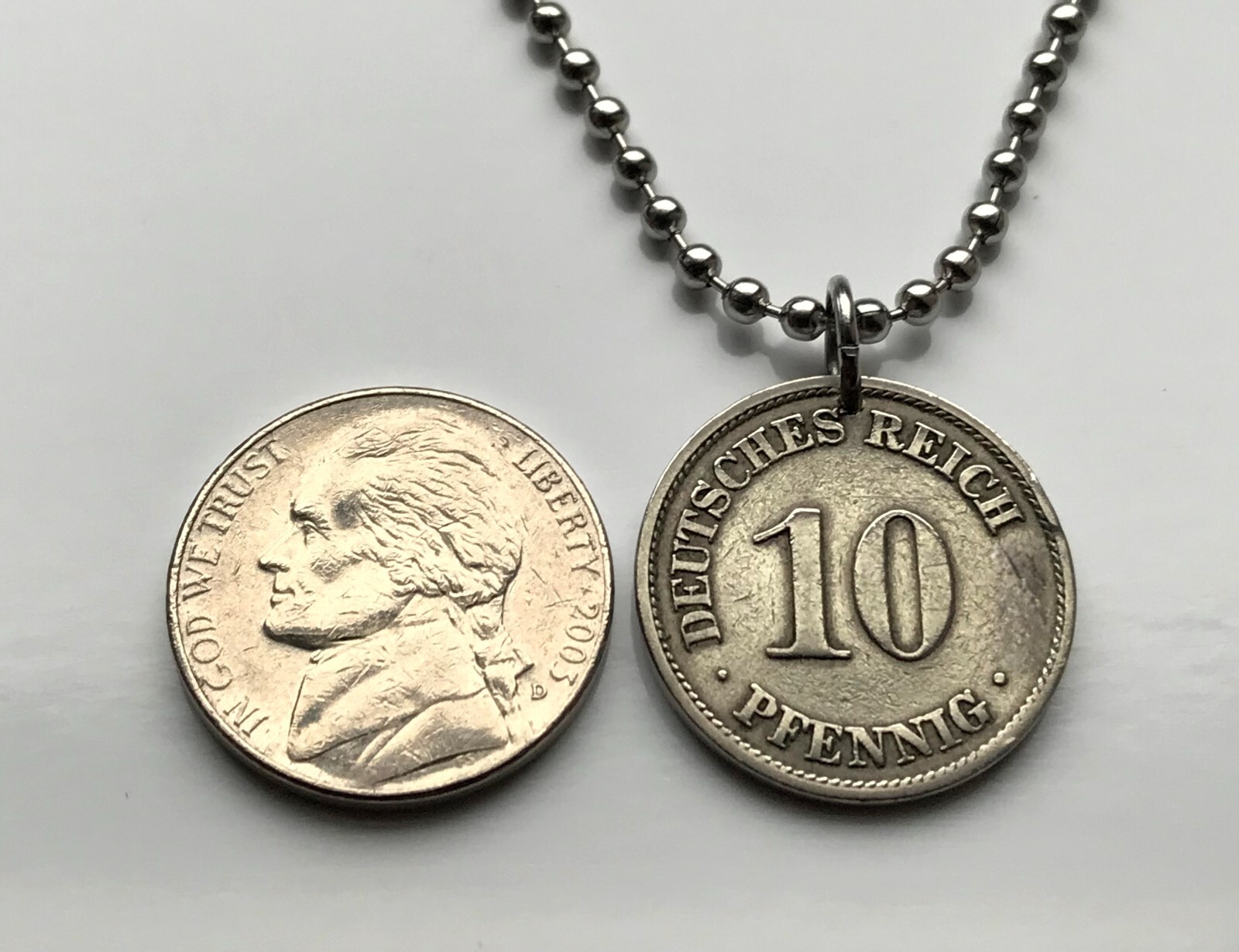 1890-1916 Germany Deutschland 10 Pfennig coin pendant German eagle Berlin 000315