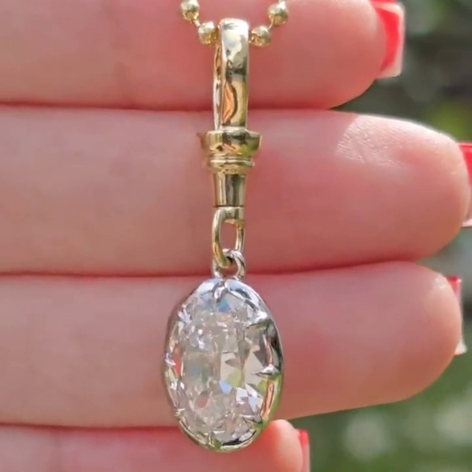 2.50 Ct Oval Cubic Zirconia Pendant Bezel Set Old European Oval Cut Gift For Her