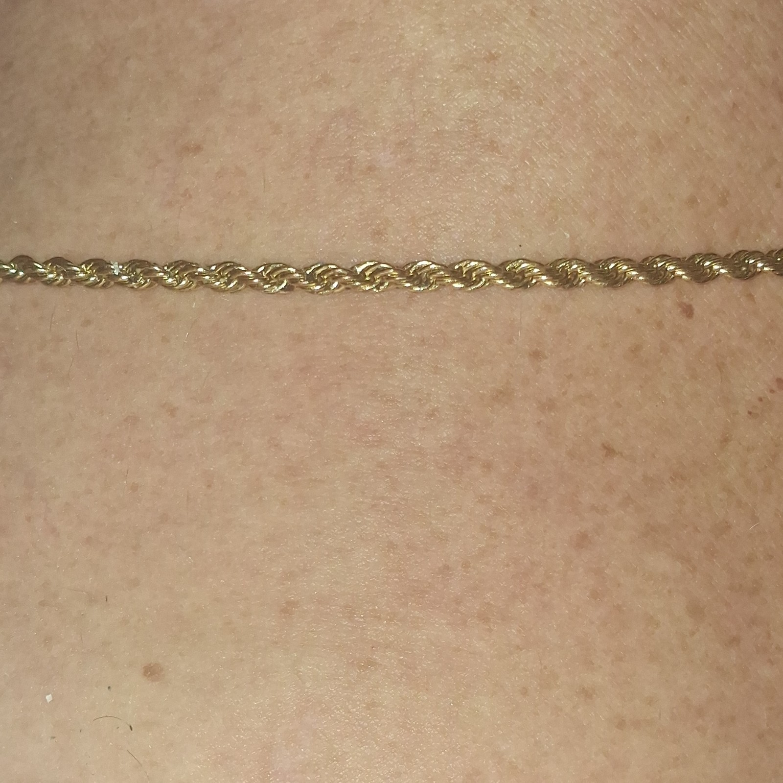 Gold Tone Rope Chain Necklace, Yellow Gold Metal, Chain Style, No Stones