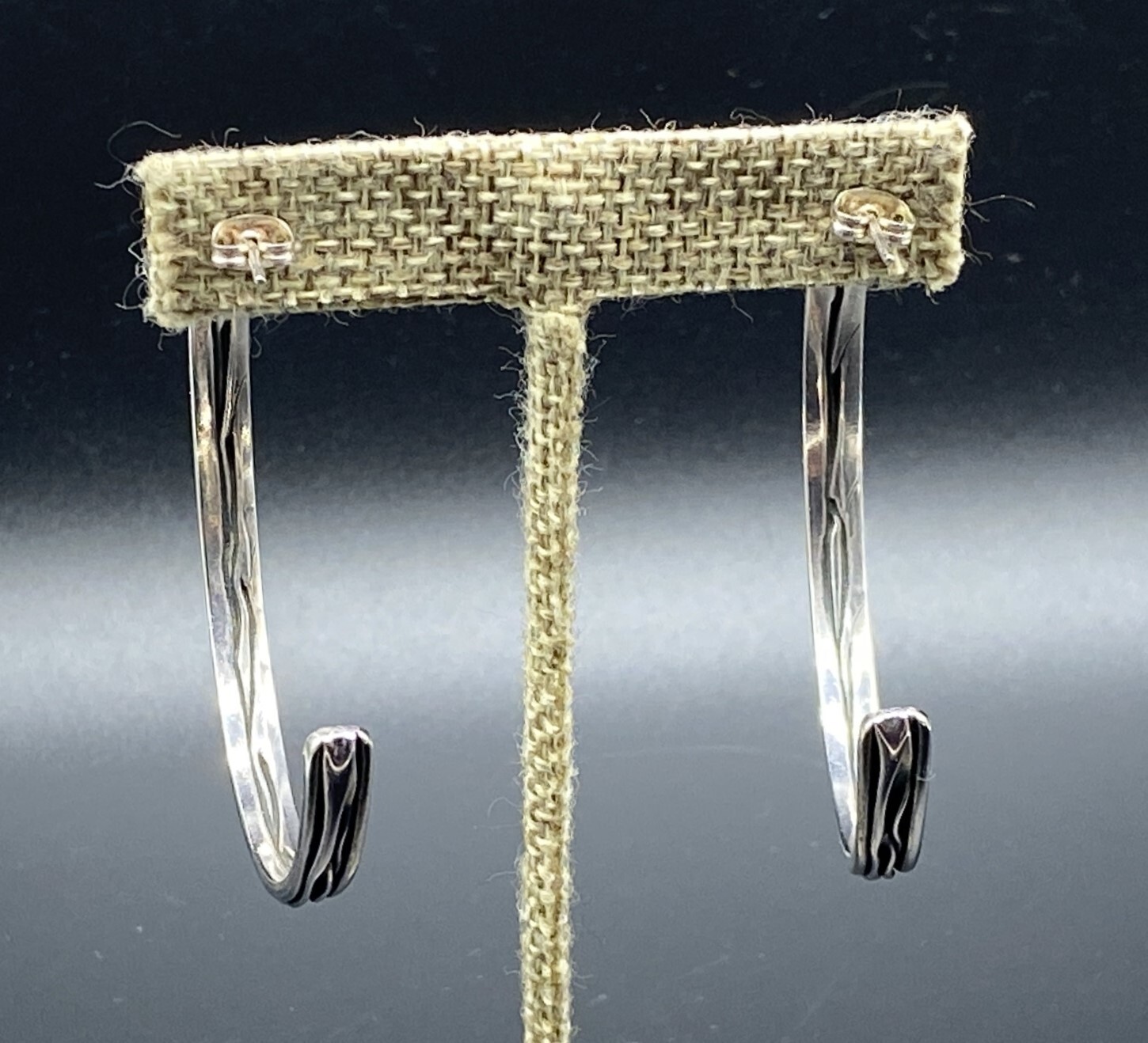 STERLING SILVER-Large Weighty Wrinkled Crinkled Hoop Post Earrings