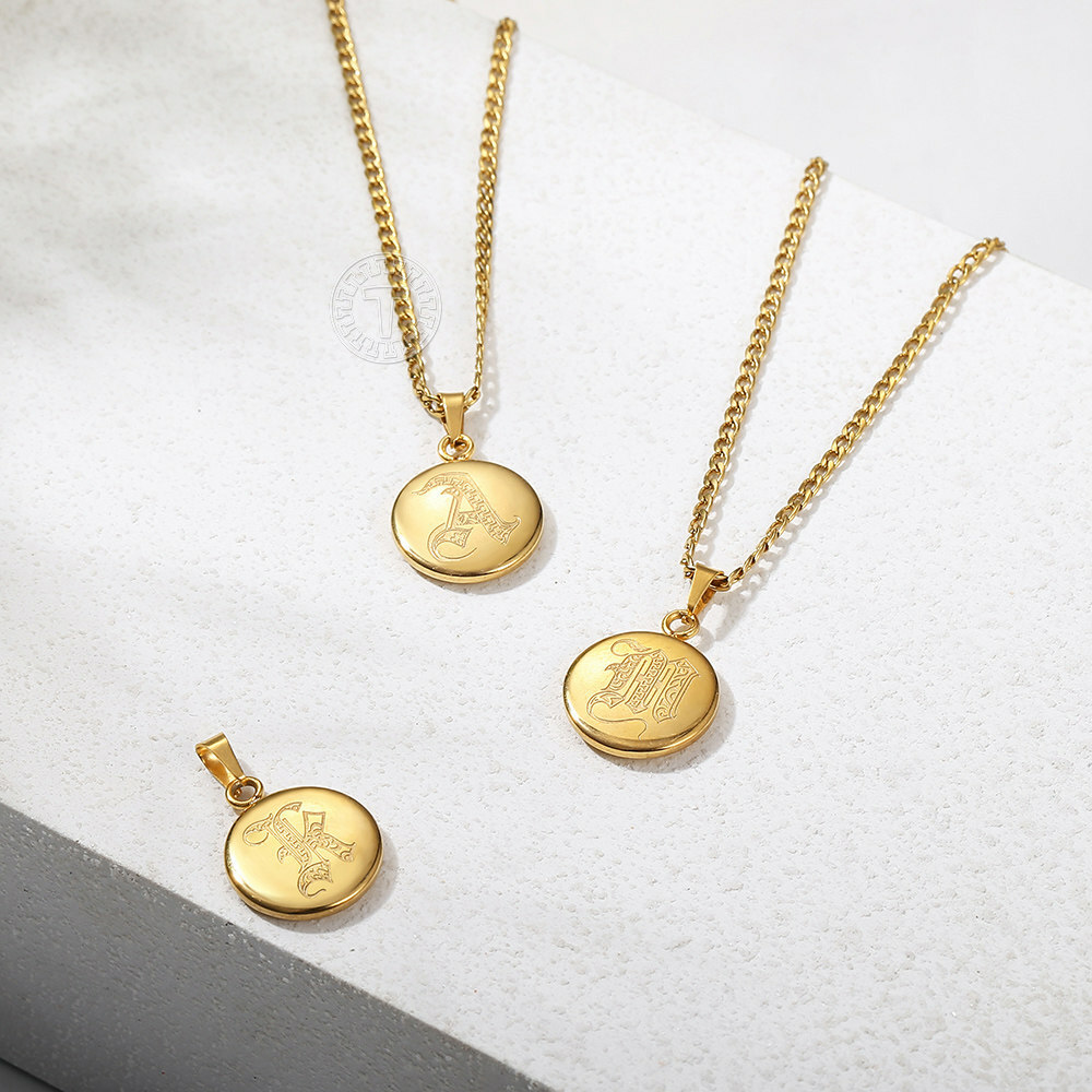 Unisex Men Women Alphabet Gold Letter Initial Pendant Necklace Stainless Steel