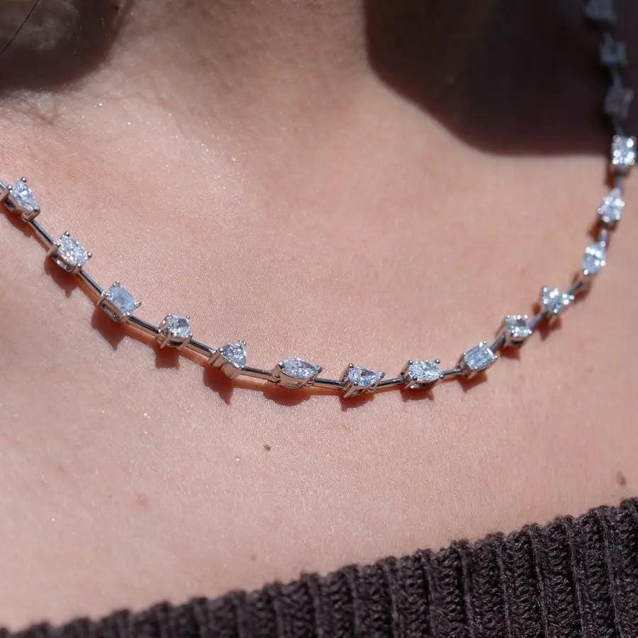 Multi-Shape Lab Grown Diamond Tennis Necklace | 14K Solid Gold | 5ct/10ct/15ct