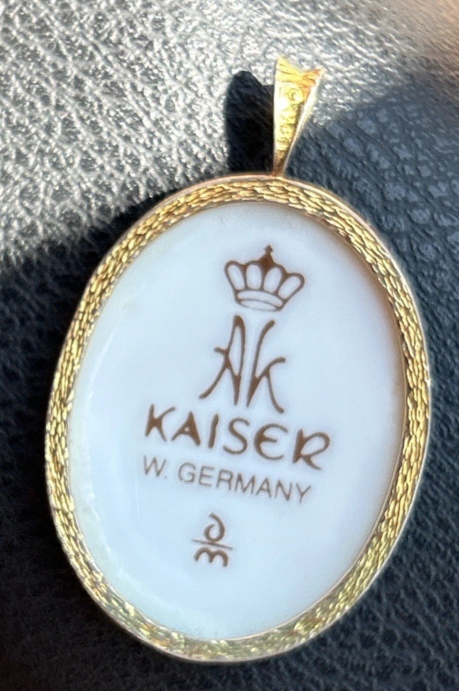 Vintage Pendant Porcelain Hand Painted Scene Boy & Dog Kaiser West Germany