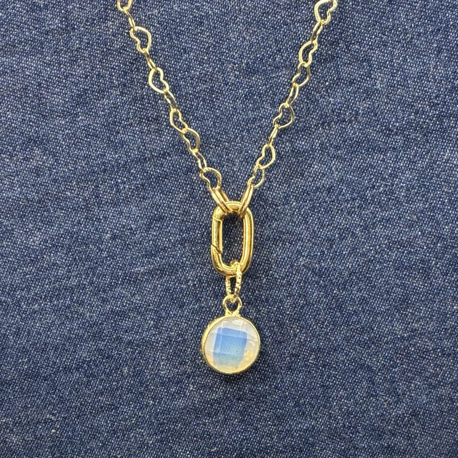 Sparkling 14k Gold Filled Heart Chain with Alluring GF Opalite Pendant Necklace