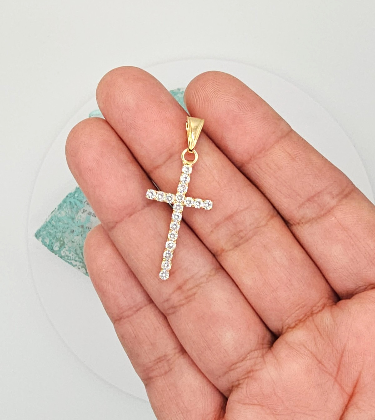 18k Gold Filled Cross Pendant – Dije Cruz proteccion 15mm x 26mm