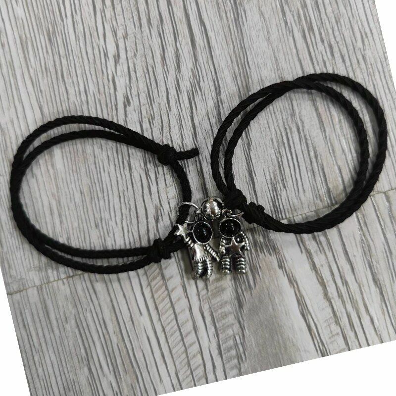 2pcs Magnetic Couple Love Space Astronaut Heart Pendant Necklace Fashion Jewelry