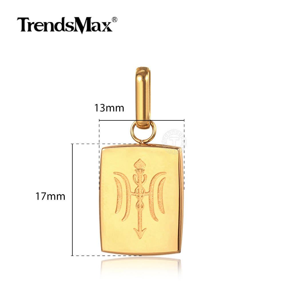Gold Plated Stainless Steel Square Pendant Charm Necklace Multi Chain New Design