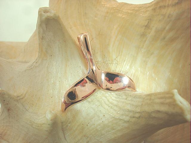 26mm Rose Gold Plated 925 STER Silver Hawaiian Humpback Whale Tail Pendant #1
