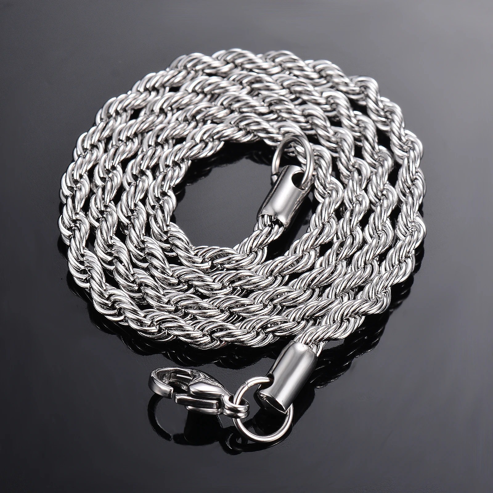 2/2.5/3/4/5/6/7mm 316L Stainless Steel Women Men Rope Chains Necklaces 18-32”