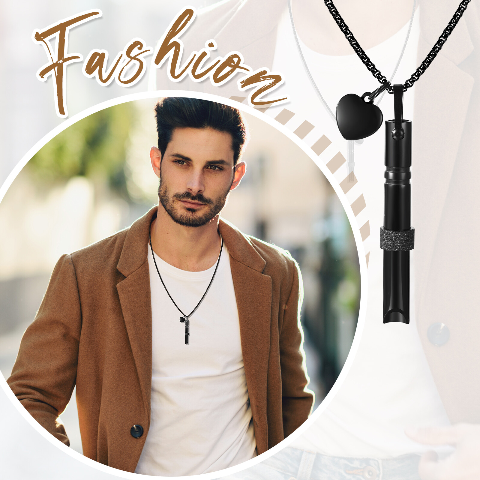 Men Women Anxiety Relief Mindful Breathing Stainless Steel Meditation Necklace