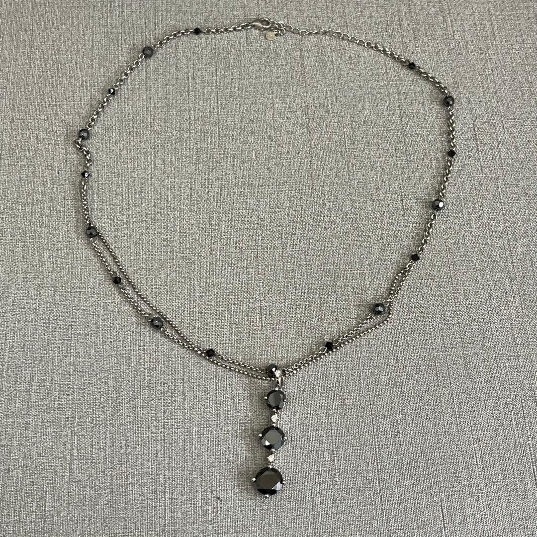 H SILVER 925 Black Onyx Necklace 46 10.2