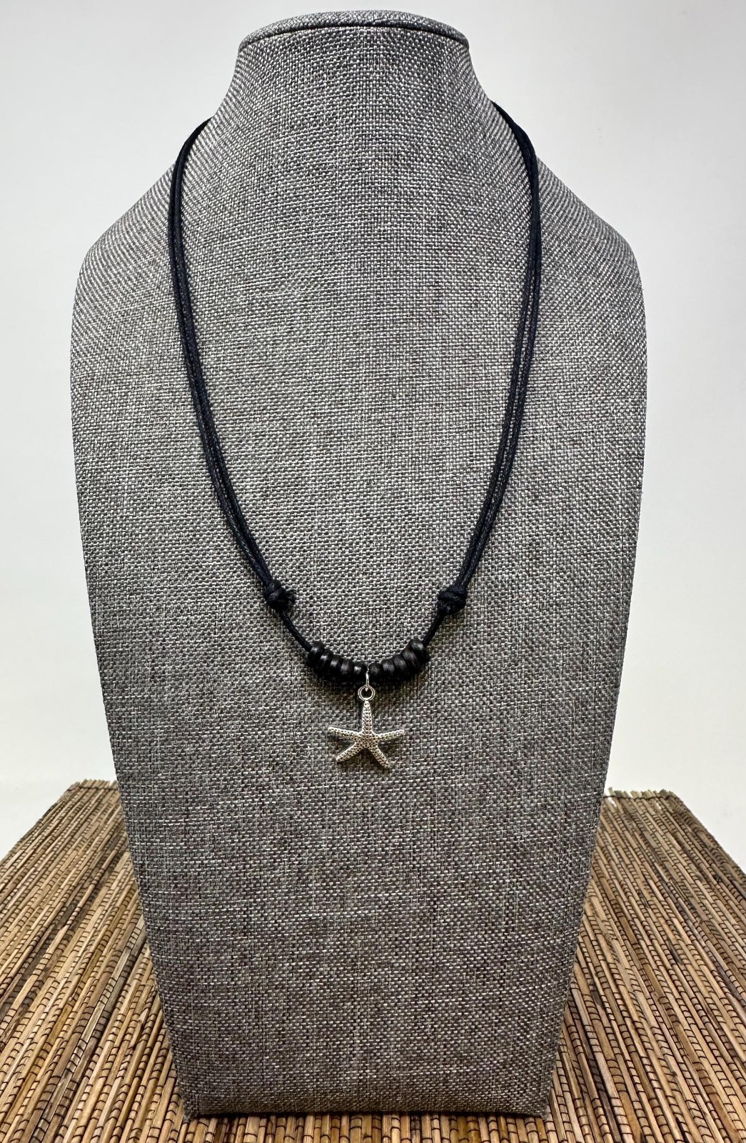 Minimalist Starfish Necklace Adjustable Black Cord Ocean Charm Unisex