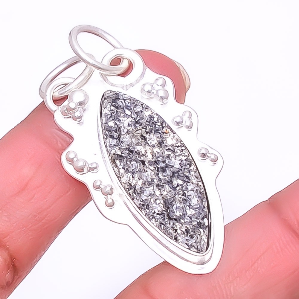 Rough Lvikite – Black Moonstone 925 Sterling Silver Bali Pendant 1.76″ A346