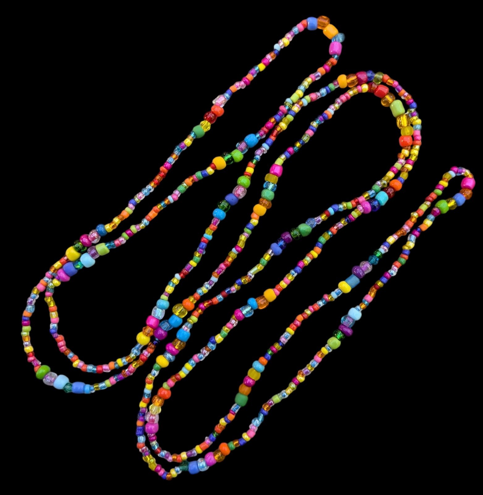 Handmade Colorful Glass Seed Love Bead Hippie Boho Long Wrap Necklace 48″