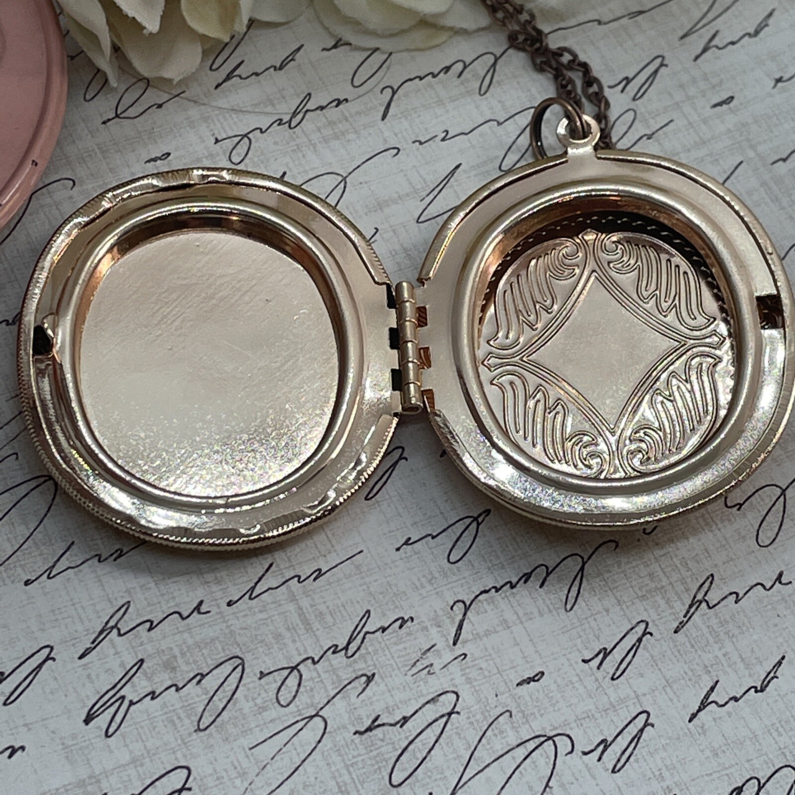 Angel Wedding Anniversary Birthday Rose Gold gift Bridal Bridesmaid Photo Locket