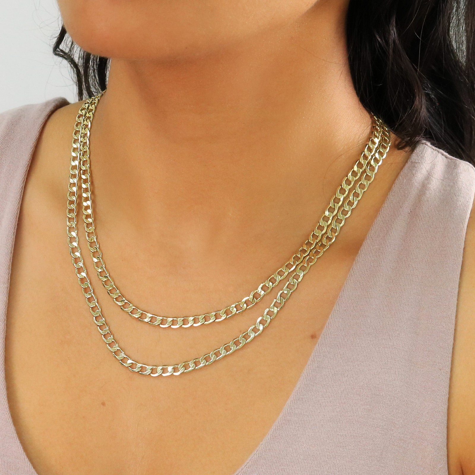10K Yellow Gold 5.5mm Italian Cuban Curb Chain Link Necklace Mens Women 16″- 30″