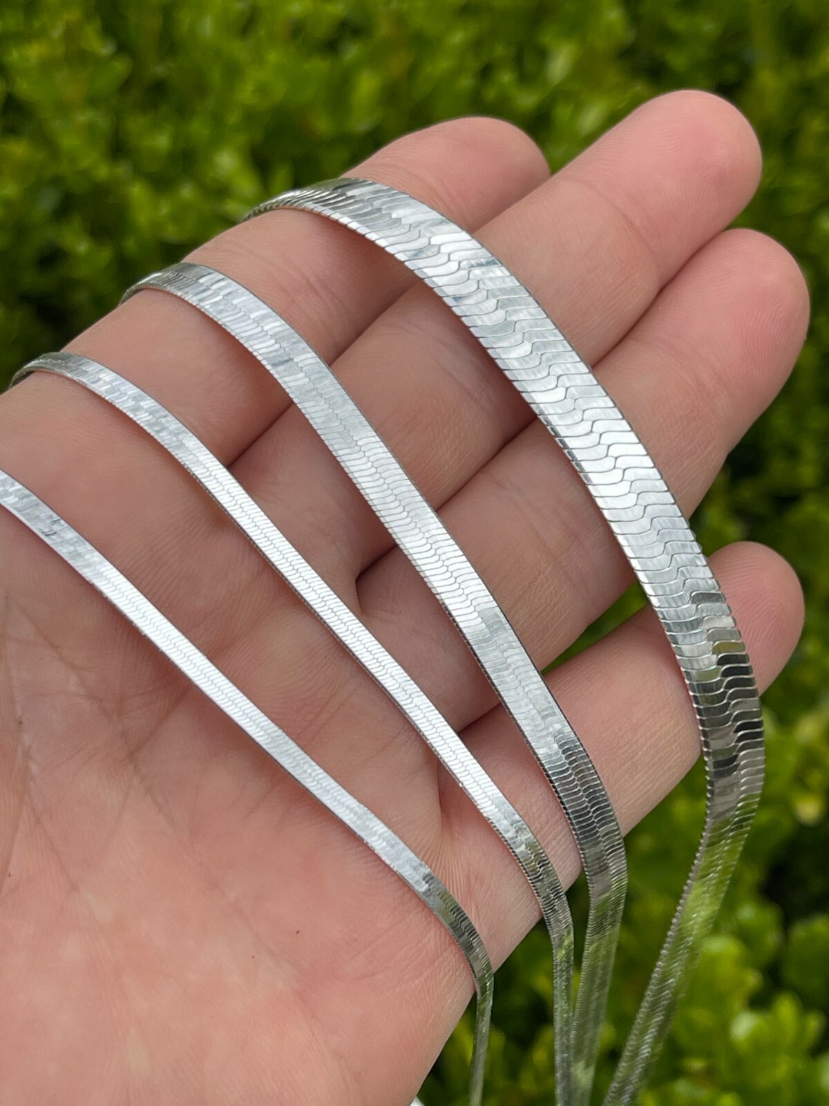 Solid 925 Sterling Silver Herringbone Chain Necklace 3-9mm 14″- 28″ Diamond Cut