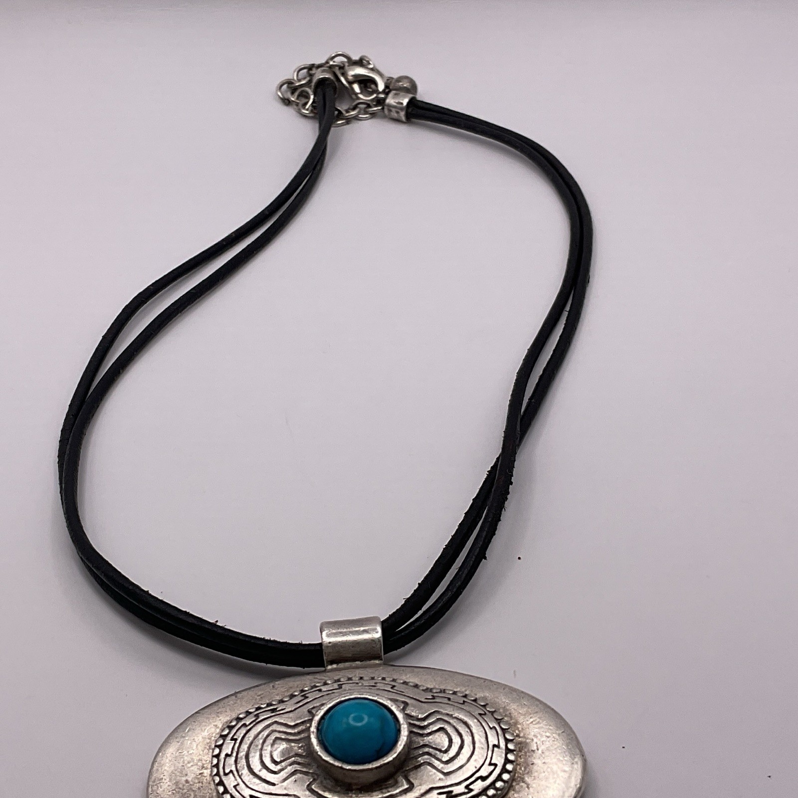 Vintage Chico’s Oval Pendant Necklace with Turquoise Accent