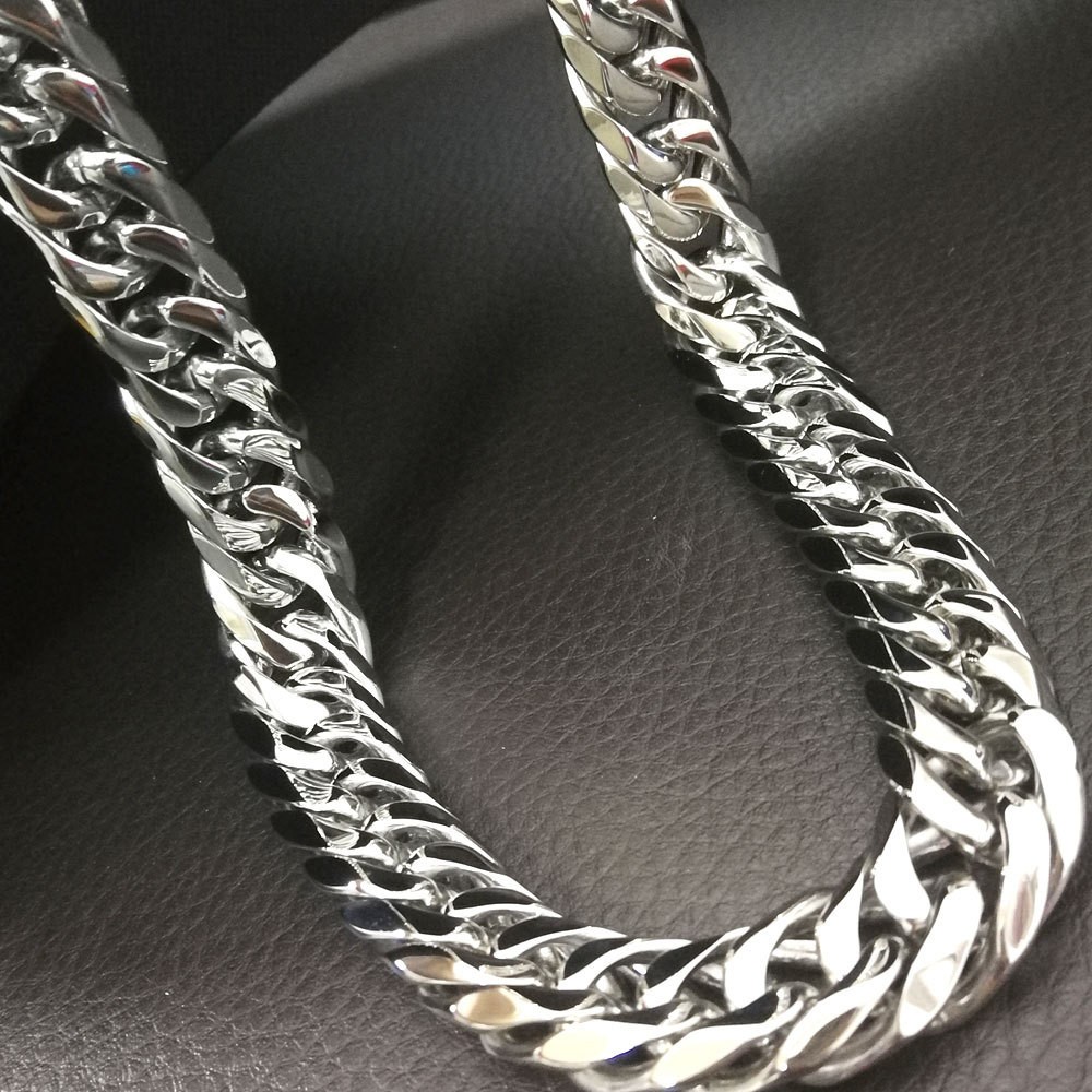 30” Large Stainless Steel 15mm Solid Cuban Curb Chain Mens Necklace For Father