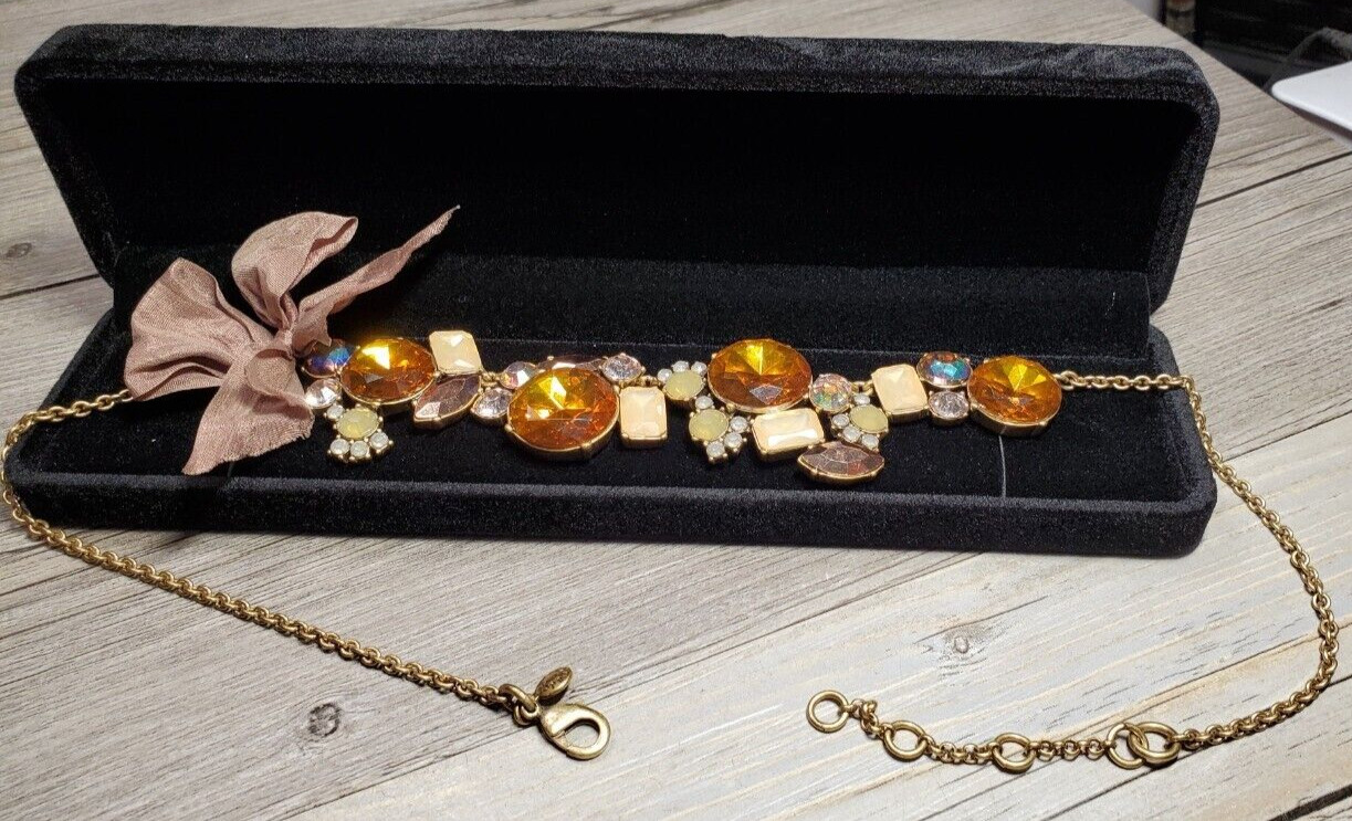J Crew Chunky Mixed Crystal Multi Color Stone 20″ Statement Necklace