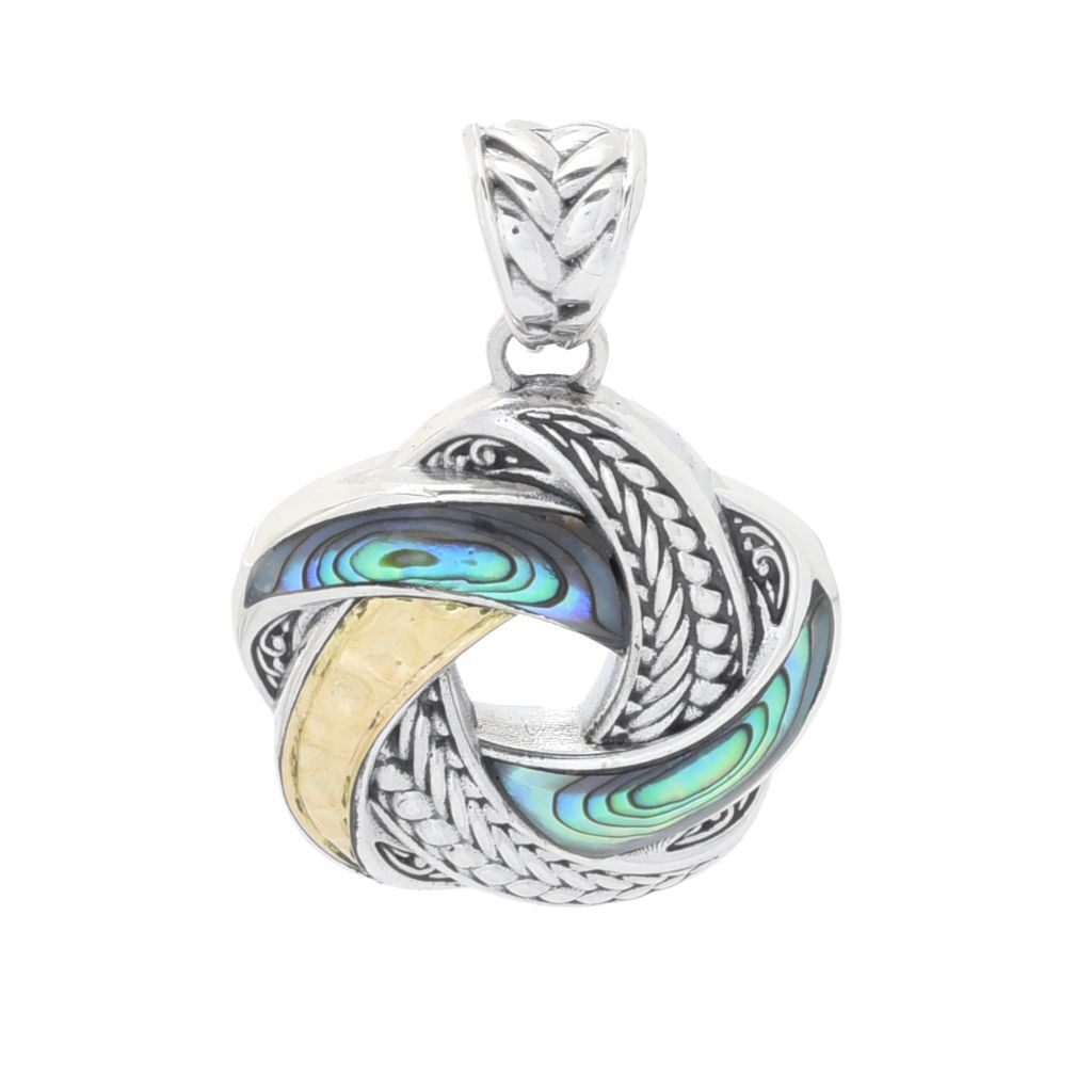 Artisan Silver by Samuel B. 18K Gold Accented Abalone Love Knot Pendant