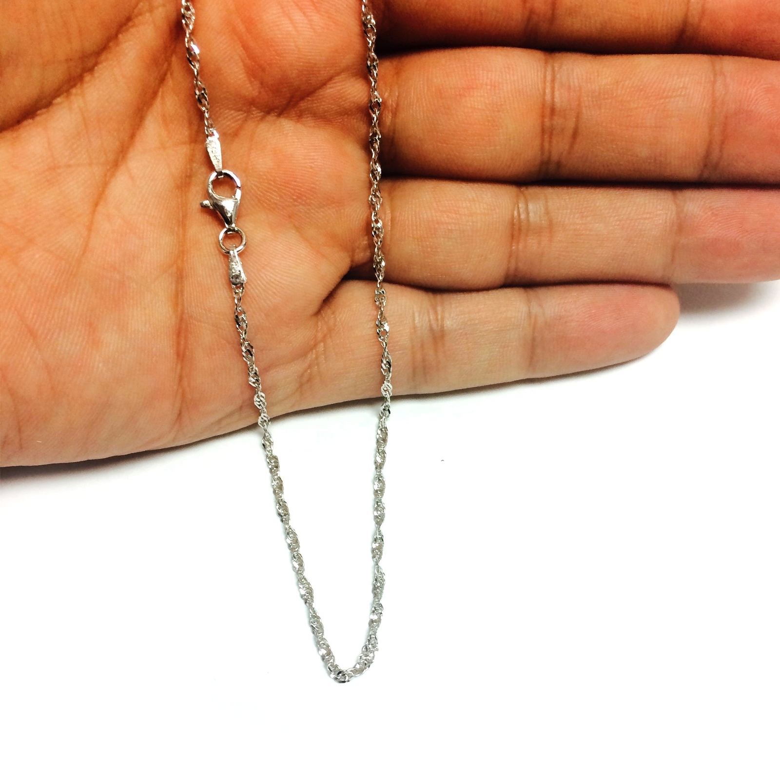 Sterling Silver Rhodium Plated Spiga Chain Necklace, 2.2mm, 24″
