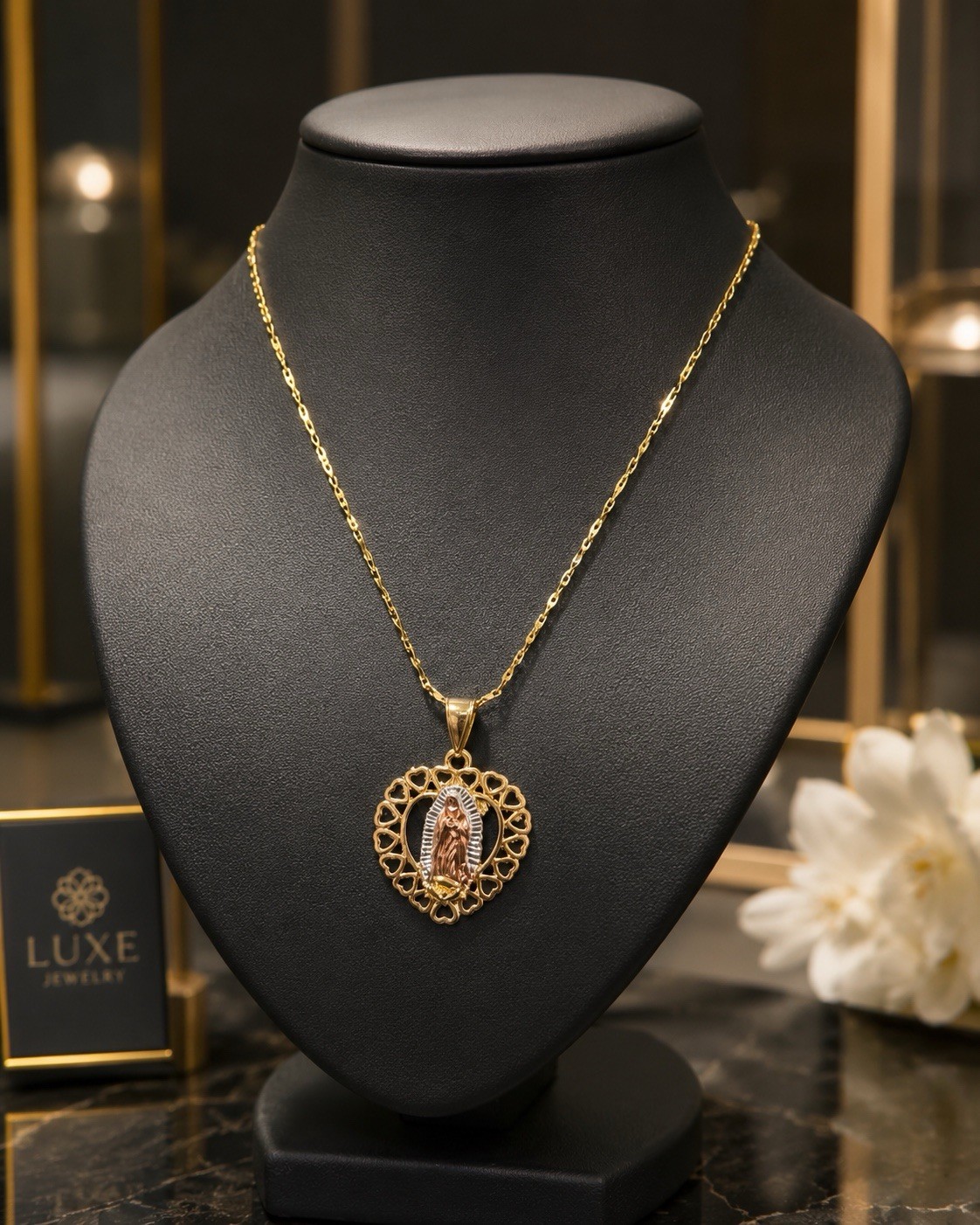 Elegant x p none tarnished none fade Gold Tone Religious Round Charm Pendant