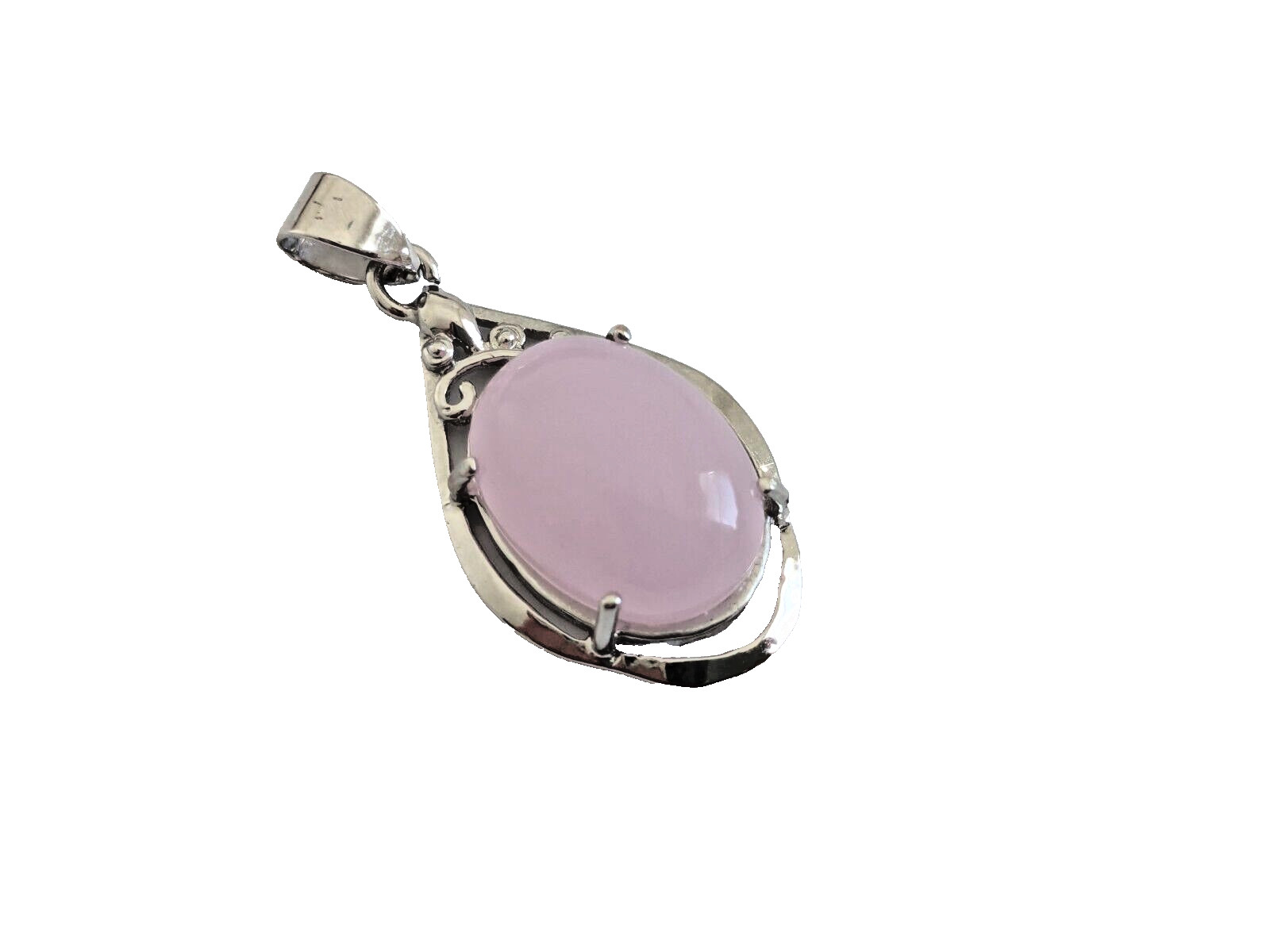 CuteNatural 16×12 Pink Chalcedony Oval Pendant,in White Gold Plating Setting New