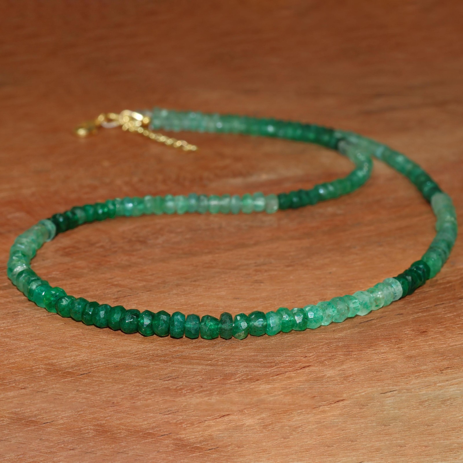 Faceted Emerald Gemstone Beads Necklace, Emerald Beaded Necklace, Gift for her