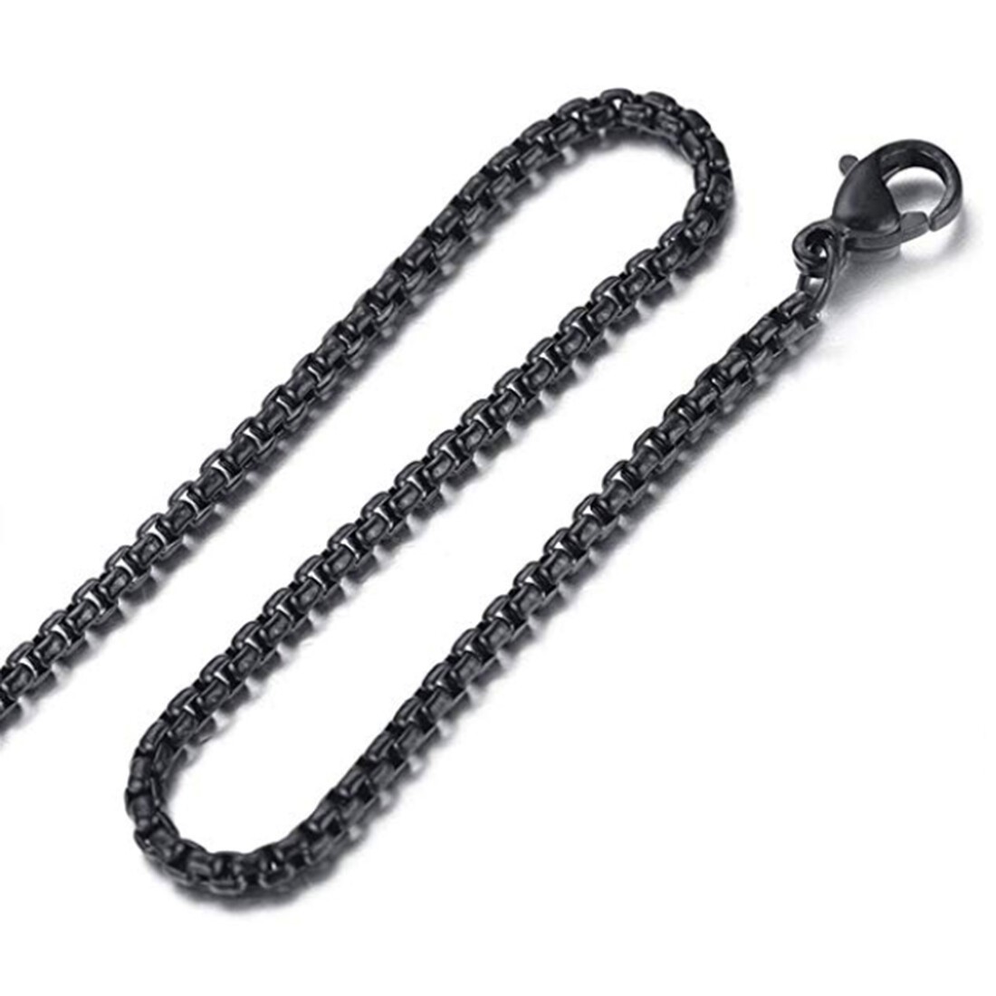 2-7MM Men’s Jewelry Stainless Steel Black Rolo Box Chain Necklace Gift 7-36″ Hot