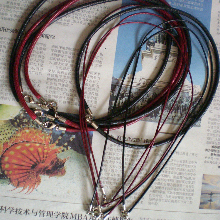 Deziloo Round Natural Leather 2mm Cord Necklace Silver Alloy Lobster Clasp